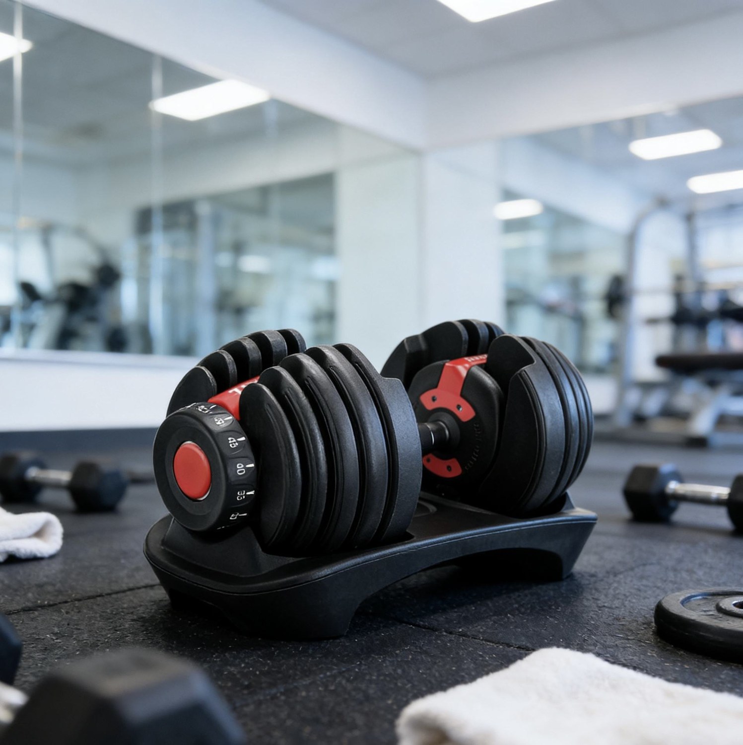 Adjustable Dumbbell Set Fast Adjust Weight Training Home Gym view 2