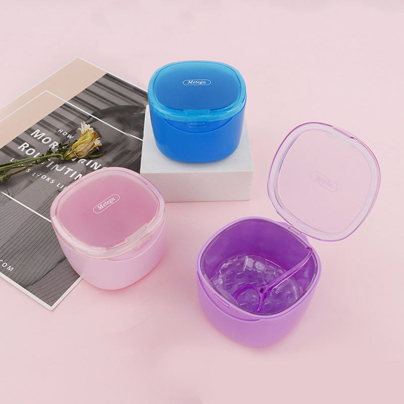 Denture Bath Box Case with Hanging Net