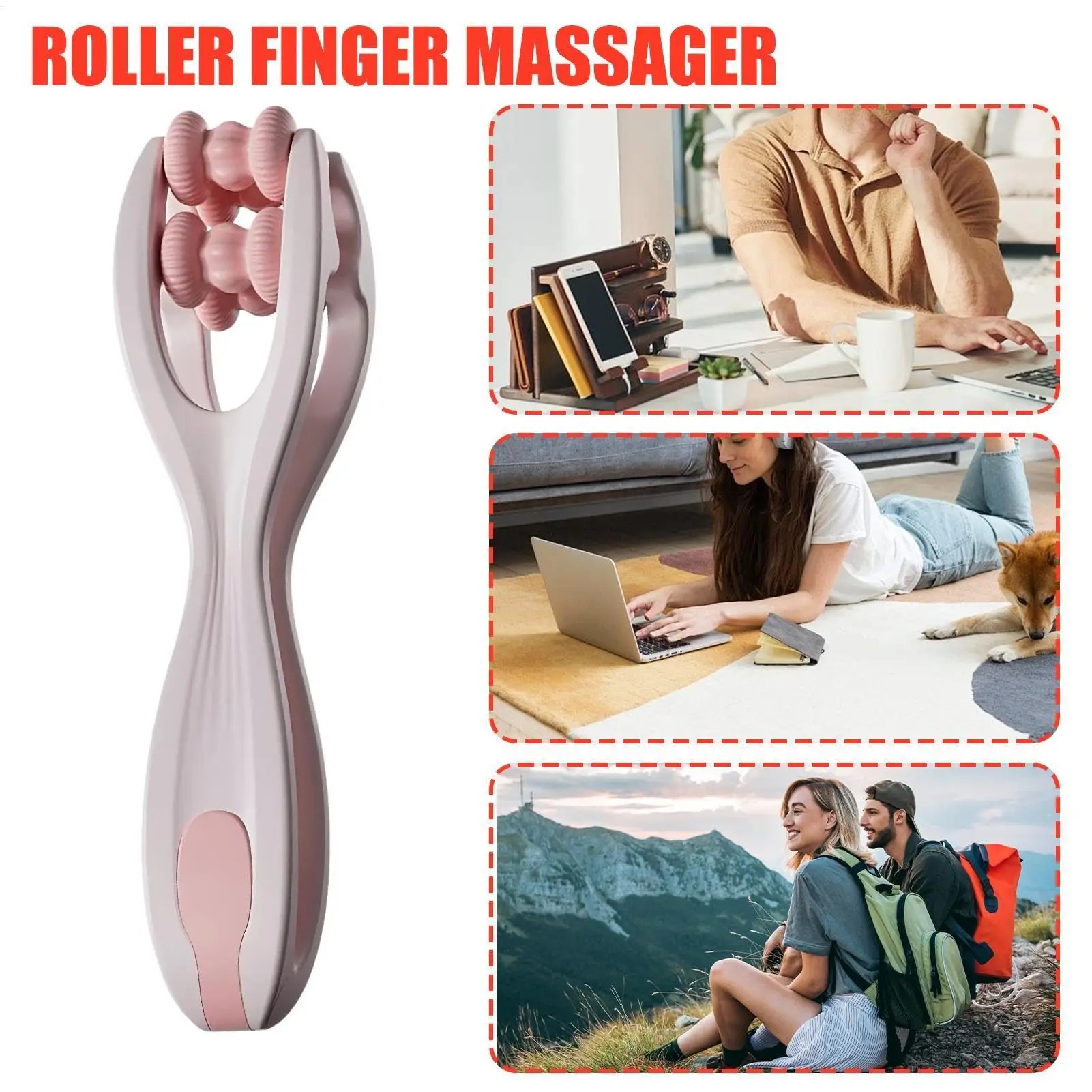 Finger Roller Massage Tool Hand Massager Roller Palm & Wrist Relief Double Ro... view 4