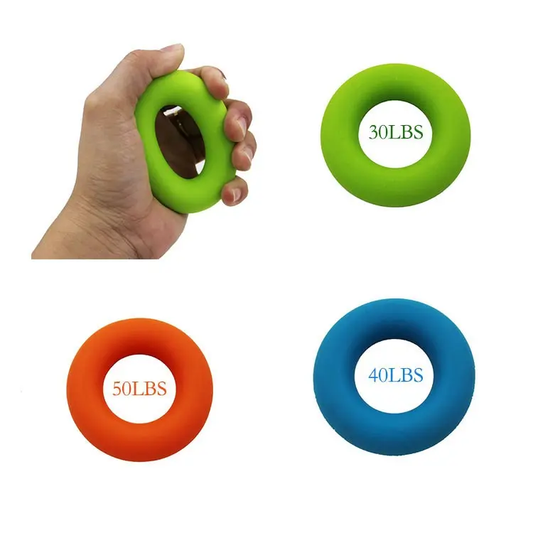 Hand Grip Strengthener 3 Level 30/40/50Lbs Silicone Rings Fingers Forearms Ex... view 2