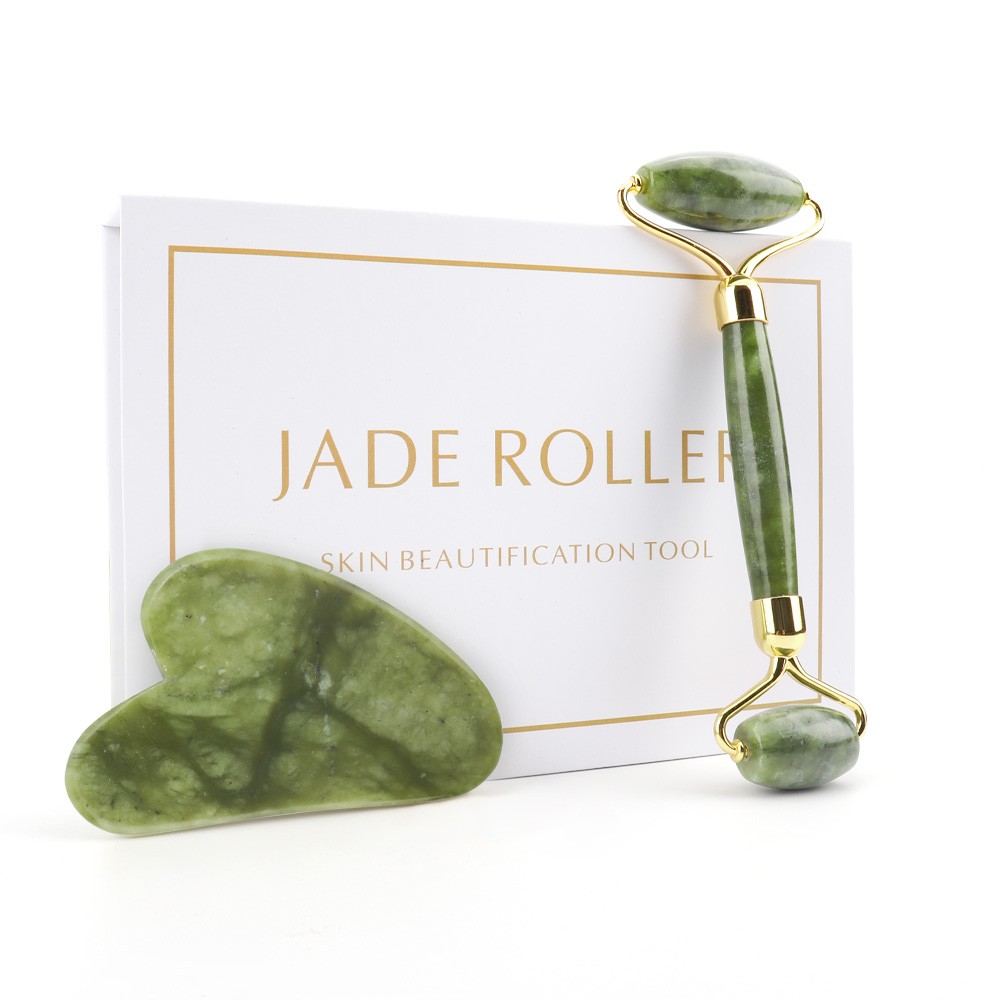 2in1 Hsiuyen jade Scrapping stone set Natural Facial Massager Face Roller Gua... view 4