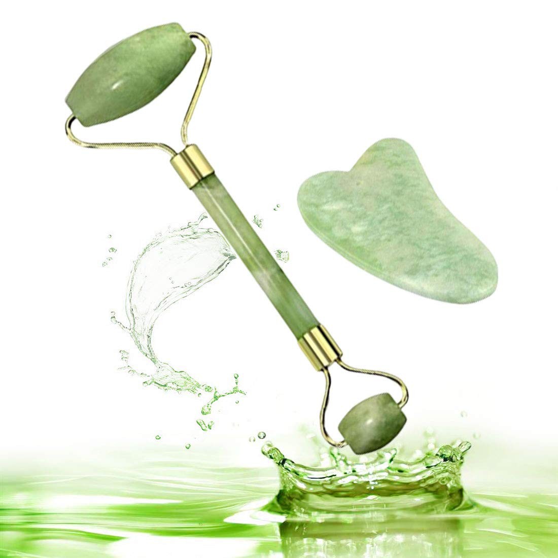 2in1 Hsiuyen jade Scrapping stone set Natural Facial Massager Face ...