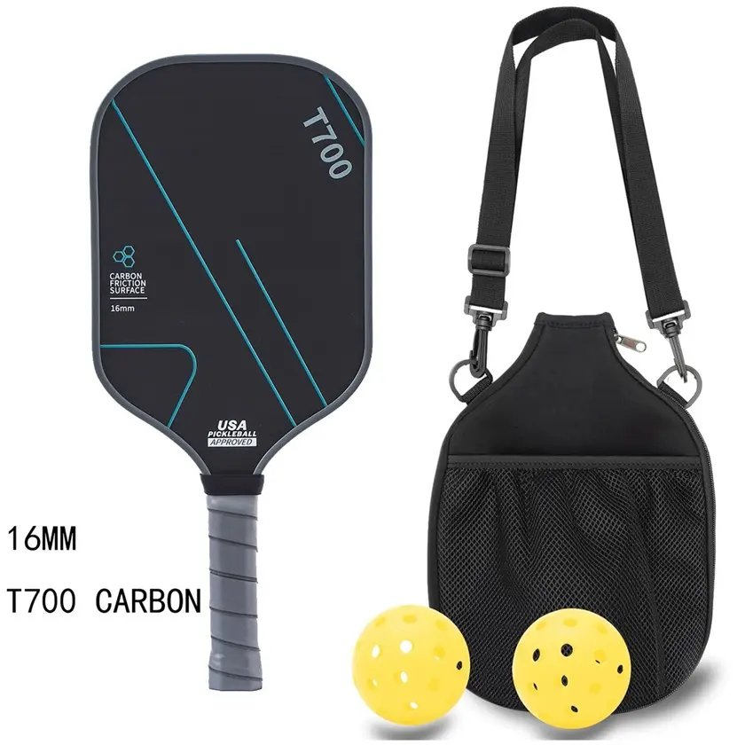 Pickleball Paddle - 3K Raw Carbon Fiber Surface view 4